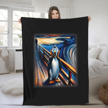 Discover Penguin Pet Cool Expressionist Art Penguin Lover Scream Penguin Baseball Tees Fleece Blankets