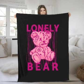 Discover Bear Pet Lonely Bear Pink Stitched Teddy Emotional Art Design Baseball Tees Fleece Blankets