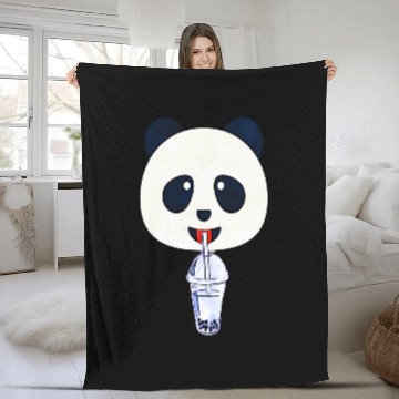 Discover Panda Pet popular boba bubble milk tea smoothies panda smoothie panda Fleece Blankets