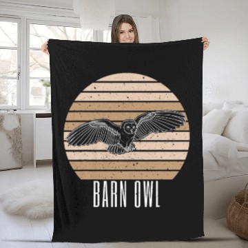 Discover Barn owl flying breeding birding naturalist ornithology Fleece Blankets
