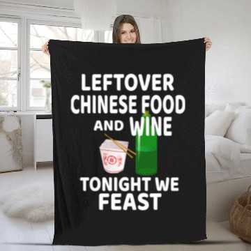 Discover Wines Fun Leftover Chinese Food Takeout Wines Meme Fleece Blankets