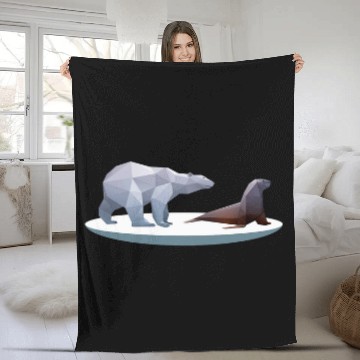 Discover Bear Pet Low Poly Polar Bear Walrus Arctic Zip Fleece Blankets