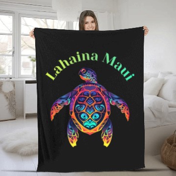 Discover Turtle Pet Colorful Lahaina Maui Hawaii Vacation Turtle Fleece Blankets