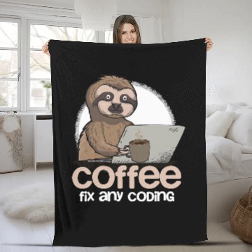 Discover Sloth Pet Computer Science Sloth Programmer Coding Gift For IT Coder Fleece Blankets