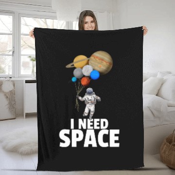 Discover I Need Space Astronaut Planet Balloons Saturn Jupiter Earth Fleece Blankets