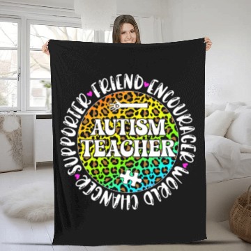 Discover Autism Teacher Appreciation Circle Autism Support Teacher Fleece Blankets