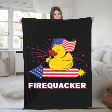 Discover Duck Pet Funny 4th July Firequacker Rubber Duck Riding A Firework Zip Fleece Blankets