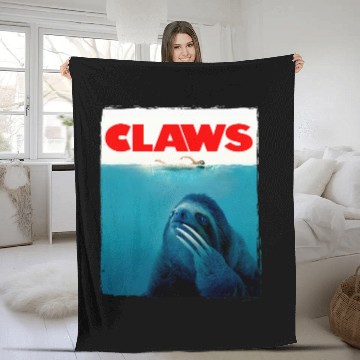 Discover Sloth Pet CLAWS Funny JAWS Parody Cute Sloth Attacking Like A Shark Fleece Blankets