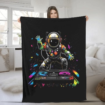 Discover Astronaut EDM Dance Festival Space Planets Solar System 8 Fleece Blankets