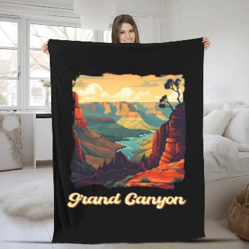 Discover Grand Canyon Adventure Hiking Nature Lover Fleece Blankets