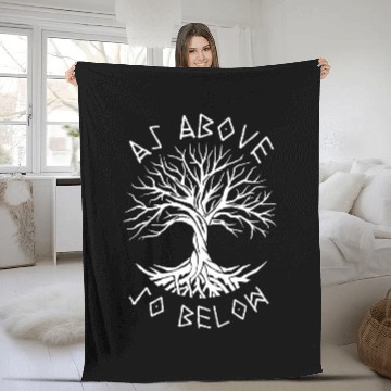 Discover As Above So Below Yggdrasil Pagan Fleece Blankets