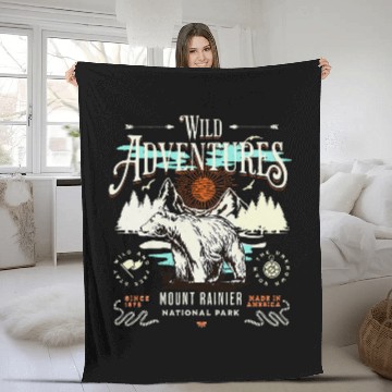Discover Bear Pet Mount Rainier National Park Wild Adventures Wild Bear Fleece Blankets