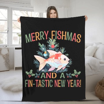 Discover Fishing Merry FIshmas A FinTastic New Year 1 Fleece Blankets