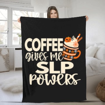 Discover Coffee Fun Speech Therapy Pumpkin Spice Halloween for SLP and Coffee 2 Fleece Blankets