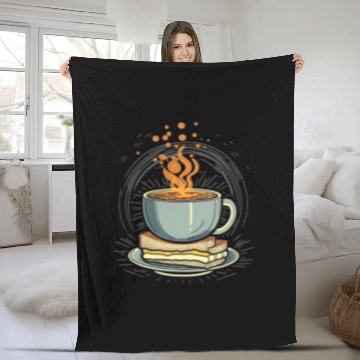 Discover Coffee Fun and Sandwich Breakfast Snacks Foodie caffeines Drinker 1 Fleece Blankets
