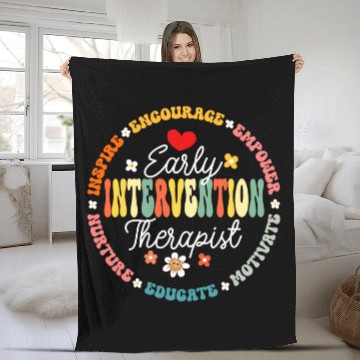 Discover Intervention Teacher Team Early Intervention Therapist Baseball Tees Fleece Blankets