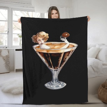 Discover Coffee Fun vintages Espresso Martini Coffee Lover Design Cold Cocktail Fleece Blankets