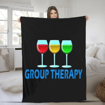 Discover Wines Fun Funny Group Therapy Wines Healing Wines Glass Fleece Blankets