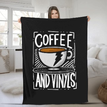 Discover Coffee Fun And Records Vinyl Record Collector Fleece Blankets