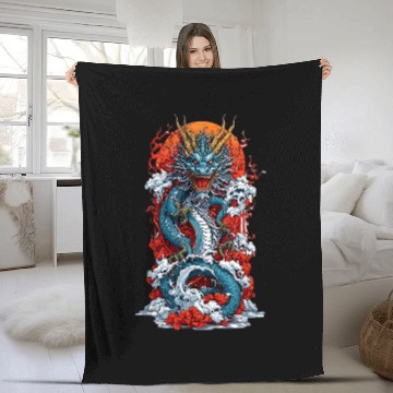 Discover Dragon Pet Japanese Dragon Legend Fleece Blankets