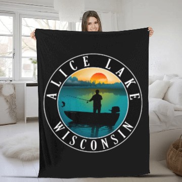 Discover Alice Lake Wisconsin Fishing Sunset Fleece Blankets