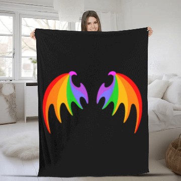 Discover Dragon Pet BACK PRINT Rainbow Dragon Bat Wings Cute Pride Party Magic Fleece Blankets
