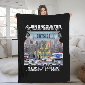 Discover Alien Encounter Police Coverup at Bayside Miami Florida Baseball Tees Fleece Blankets