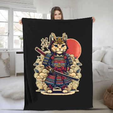 Discover Ancient Samurai Cat Japan Culture Katana 1 Fleece Blankets