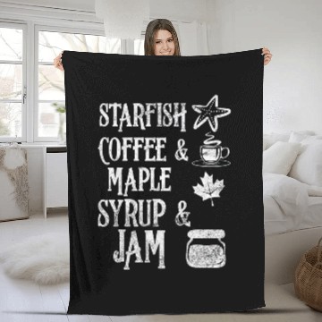 Discover Coffee Fun Starfish Coffee Maple Syrup Jam 4 Fleece Blankets