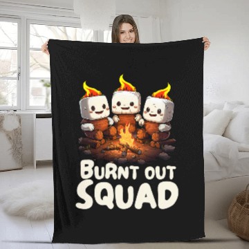 Discover Burnt Out Squad Camping Campfire Marshmallow Matching Family Fleece Blankets