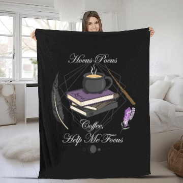 Discover Coffee Fun Hocus Pocus Coffee Help Me Focus Fleece Blankets