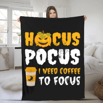 Discover Coffee Fun Hocus Pocus i Need Coffee To Focus 2 Fleece Blankets