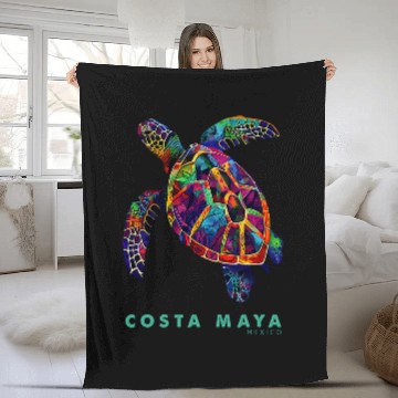 Discover Turtle Pet Costa Maya Mahahual Mexico Beach Vacation Sea Turtle 7 Fleece Blankets