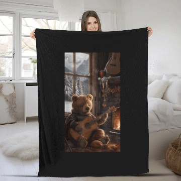Discover Bear Pet Bear Bear Guitar Sweater Winter Fireplace Music Fleece Blankets