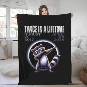 Discover Raccoon Pet Twice in Lifetime Solar Eclipse April 000020 Fleece Blankets