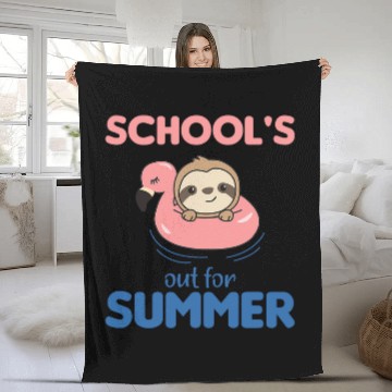 Discover Sloth Pet schools out for summer Sloth Funny Animals In Summer Fleece Blankets