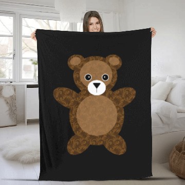 Discover Bear Pet Teddy Bear Brown Damask Baseball Tees Fleece Blankets
