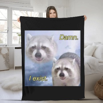 Discover Raccoon Pet Damn I exist dark humor racoon existential funny Baseball Tees Fleece Blankets