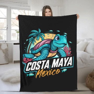 Discover Turtle Pet Costa Maya Mexico Turtle Vacation Souvenir Beach 4 Baseball Tees Fleece Blankets