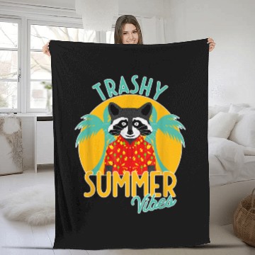 Discover Raccoon Pet Trashy Summer Vibes Beach Hawaiian Flowers Pattern Fleece Blankets