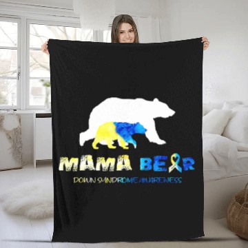 Discover Bear Pet Mama Bear Down Syndromes Awareness Survivors Fleece Blankets
