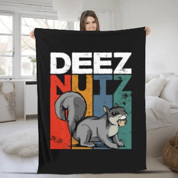 Discover Squirrel Pet Deez Nutz Nutcracker Squirrel Gopher Chipmunk Dees Nuts 2 Fleece Blankets