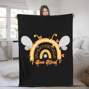 Discover Bee Kind Rainbow Boho Honey Bumble Bee Kindness Beekeeper Fleece Blankets