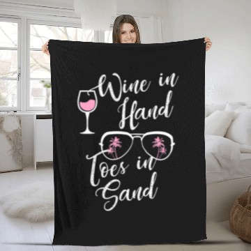 Discover Wines Fun In Hand Toes in Sand Funny Summery Beach Baseball Tees Fleece Blankets