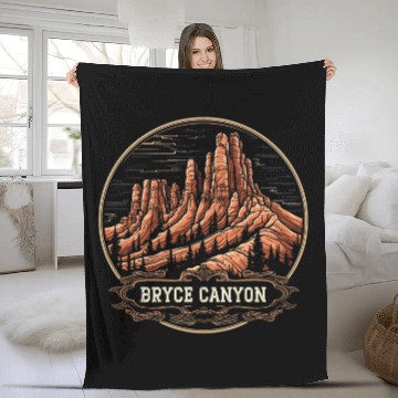 Discover Bryce Canyon National Park Utah Mountain Retro Graphic Fleece Blankets