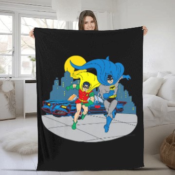 Discover Batman And Robin Midnight Gotham Retro vintages Comic Run Fleece Blankets