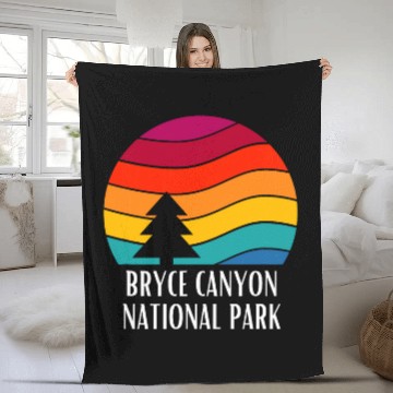 Discover Bryce Canyon National Park Retro National Park Sunset Fleece Blankets