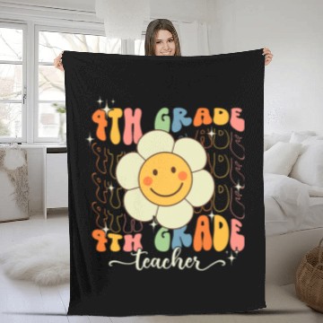 Discover Smile Flower 4th Grade Teacher Back To School Fourth Grade Fleece Blankets