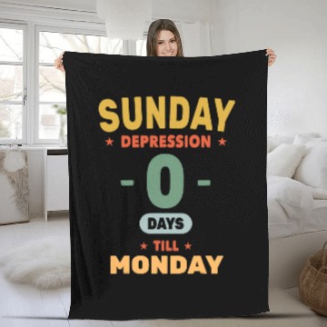 Discover Funny Sunday Depression 0 Days Till Monday Office Work Baseball Tees Fleece Blankets
