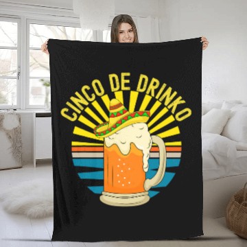 Discover Beer Fun Cinco de Drinko Beer Sombrero Cinco De Mayo Sunrays Funny Fleece Blankets